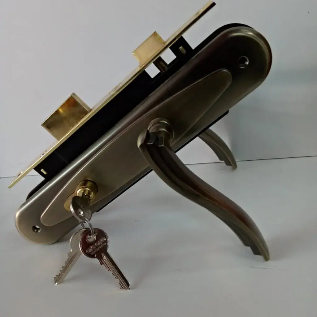 Brushed Metal Door Handle with Key Holder